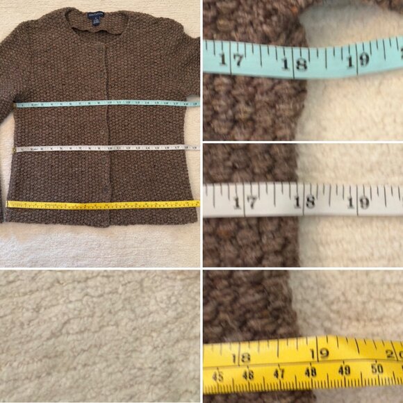 Ann Taylor Sz M Brown Textured Knit Shacket Sweater Jacket Vintage Late 90s-2000 - Picture 6 of 10